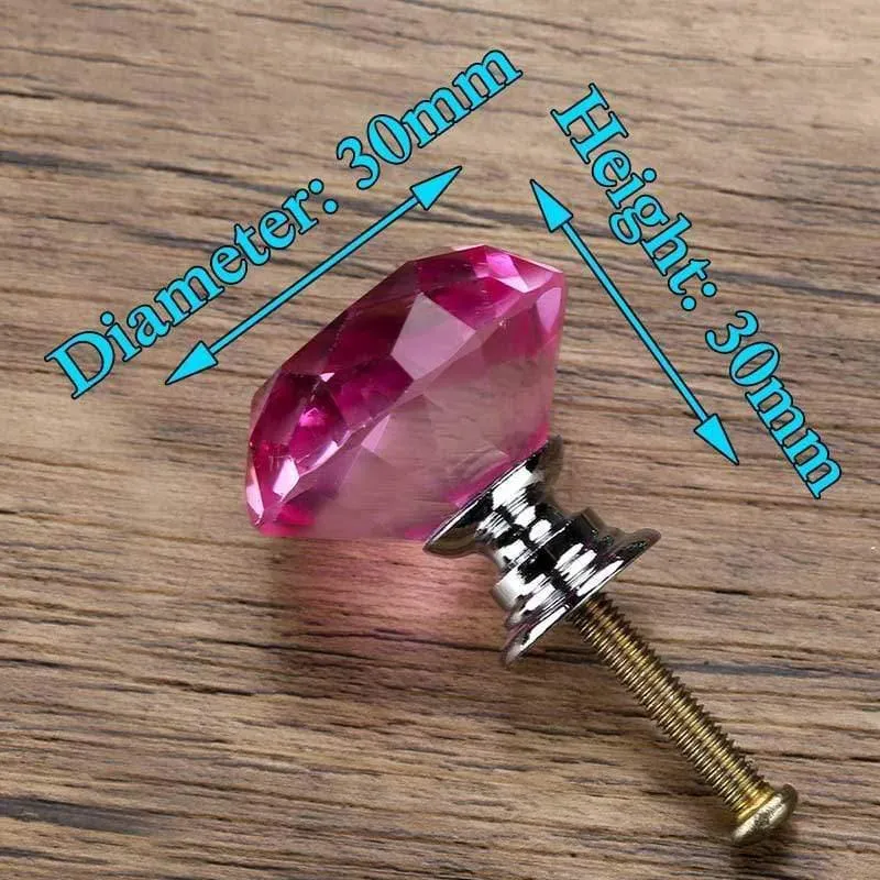 30mm Diamantform Design Kristallglas Knöpfe Schrank zieht Schubladenknöpfe Küchenschrank Griffe Möbelgriff Hardware