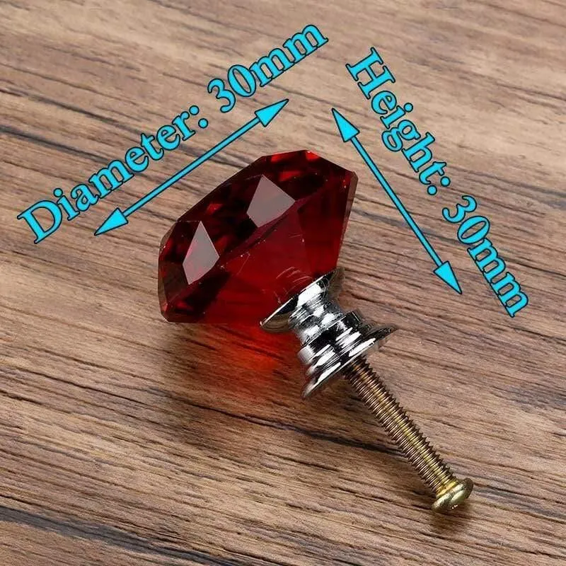 30mm Diamantform Design Kristallglas Knöpfe Schrank zieht Schubladenknöpfe Küchenschrank Griffe Möbelgriff Hardware
