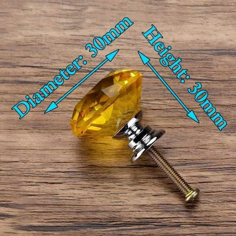 30mm Diamantform Design Kristallglas Knöpfe Schrank zieht Schubladenknöpfe Küchenschrank Griffe Möbelgriff Hardware