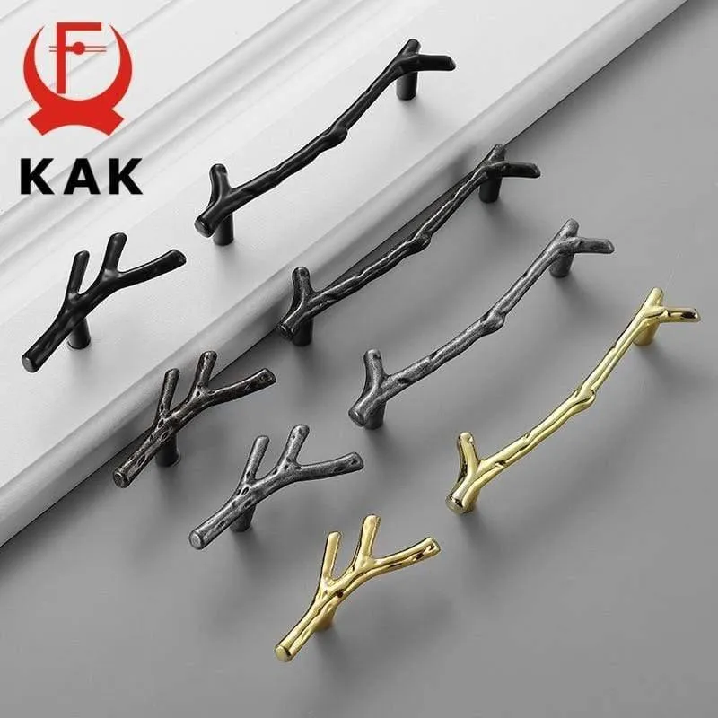 Fashion Tree Branch Möbelgriff 96 mm 128 mm Schwarz Silber Bronze Küchenschrankgriffe Schubladenknöpfe Türgriffe Hardware