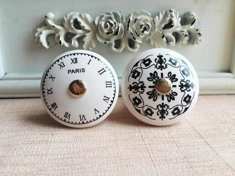 Loch-Keramik-Griff-Digitaluhr, französisches europäisches Muster, Retro-Möbel, Schublade, Kommode