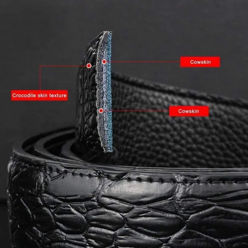 Kuh Leder herren Gürtel Luxus Krokodil Haut Textur Hohe Qualität Männlichen Leder Gürtel Für Business Anzug Automatische Schnalle