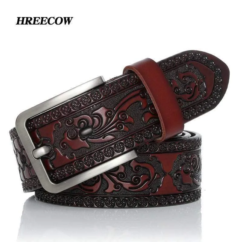 Gürtel Für Männer Hochwertige Kuh Echtes Leder Designer Gürtel Männlichen Fashion Classic Vintage Dornschließe Für Cowboy Jeans