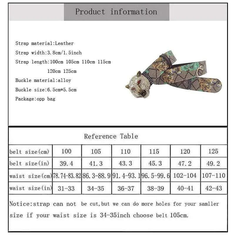 Western Strass Tiger Schnalle Tiger Print Leder Herren Gürtel Mode Jeans Causal Pants Herren Gürtel