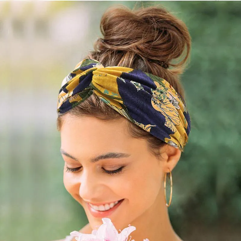Boho-Blumen-Stirnbänder für Frauen, Vintage-Haarbänder, Schleifen, Yoga, Turban, Kopfbedeckung, Mädchen-Haar-Accessoires