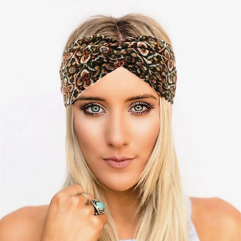 Boho-Blumen-Stirnbänder für Frauen, Vintage-Haarbänder, Schleifen, Yoga, Turban, Kopfbedeckung, Mädchen-Haar-Accessoires