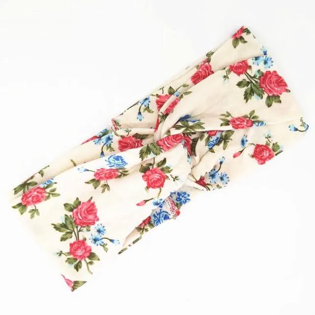 Boho-Blumen-Stirnbänder für Frauen, Vintage-Haarbänder, Schleifen, Yoga, Turban, Kopfbedeckung, Mädchen-Haar-Accessoires