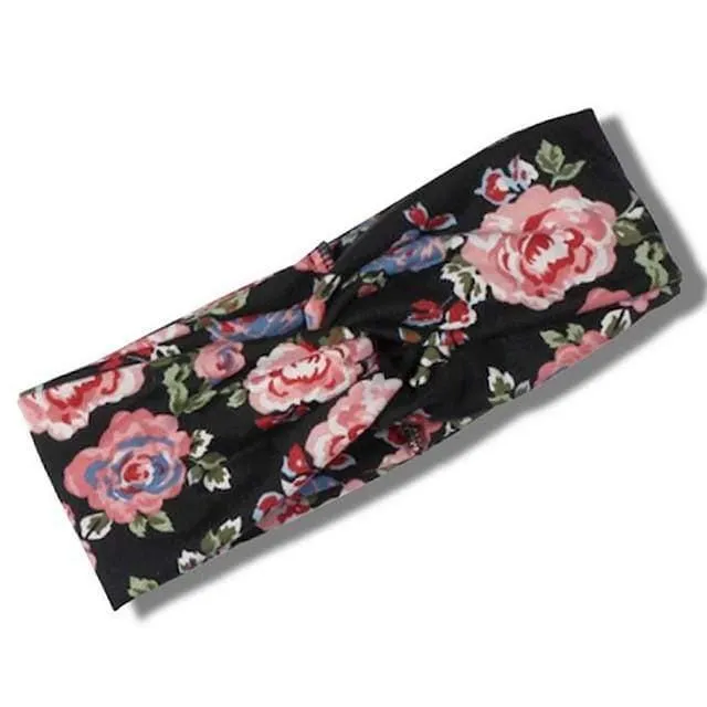 Boho-Blumen-Stirnbänder für Frauen, Vintage-Haarbänder, Schleifen, Yoga, Turban, Kopfbedeckung, Mädchen-Haar-Accessoires