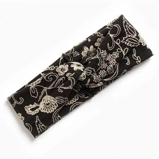 Boho-Blumen-Stirnbänder für Frauen, Vintage-Haarbänder, Schleifen, Yoga, Turban, Kopfbedeckung, Mädchen-Haar-Accessoires