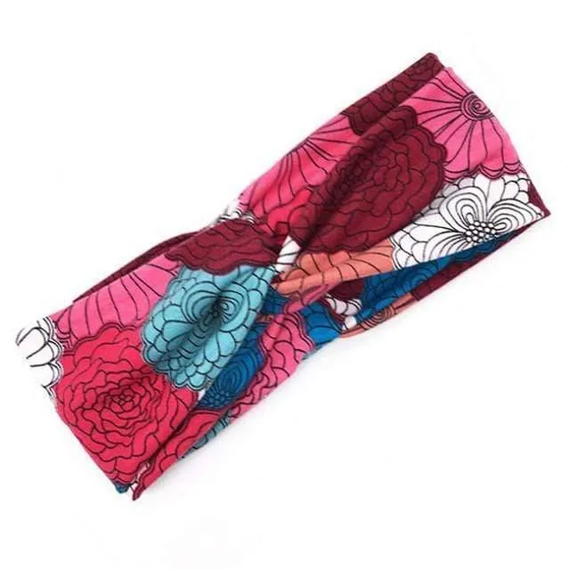 Boho-Blumen-Stirnbänder für Frauen, Vintage-Haarbänder, Schleifen, Yoga, Turban, Kopfbedeckung, Mädchen-Haar-Accessoires