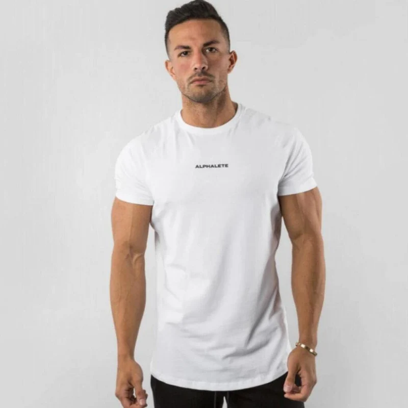 Kurzarm Skinny T-Shirt Herren Sommer Casual Cotton Tees T-Shirt Tops Männer Fitnessstudio Fitness Bodybuilding Crossfit Workout Kleidung