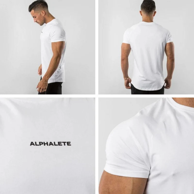 Kurzarm Skinny T-Shirt Herren Sommer Casual Cotton Tees T-Shirt Tops Männer Fitnessstudio Fitness Bodybuilding Crossfit Workout Kleidung