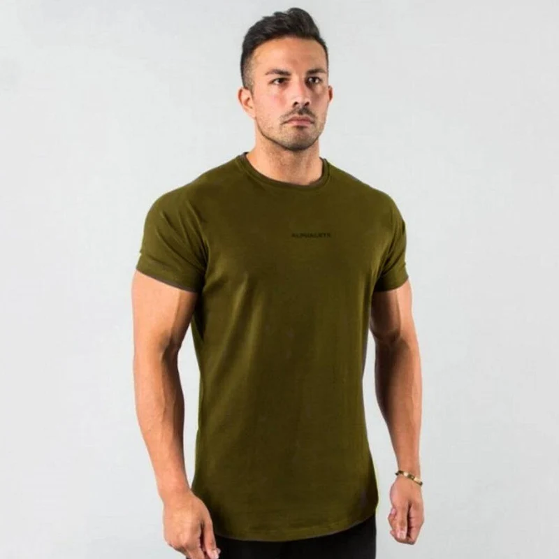 Kurzarm Skinny T-Shirt Herren Sommer Casual Cotton Tees T-Shirt Tops Männer Fitnessstudio Fitness Bodybuilding Crossfit Workout Kleidung