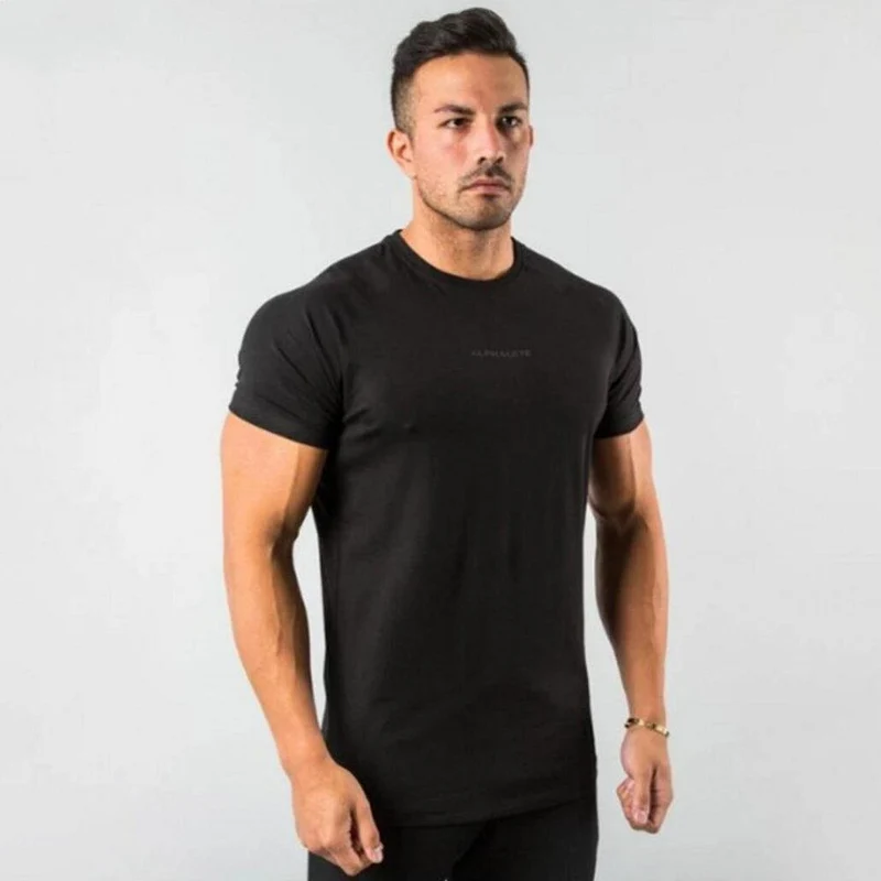 Kurzarm Skinny T-Shirt Herren Sommer Casual Cotton Tees T-Shirt Tops Männer Fitnessstudio Fitness Bodybuilding Crossfit Workout Kleidung
