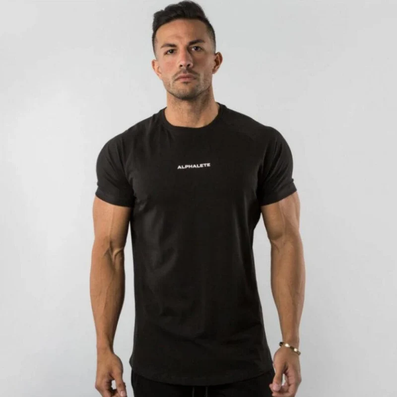 Kurzarm Skinny T-Shirt Herren Sommer Casual Cotton Tees T-Shirt Tops Männer Fitnessstudio Fitness Bodybuilding Crossfit Workout Kleidung