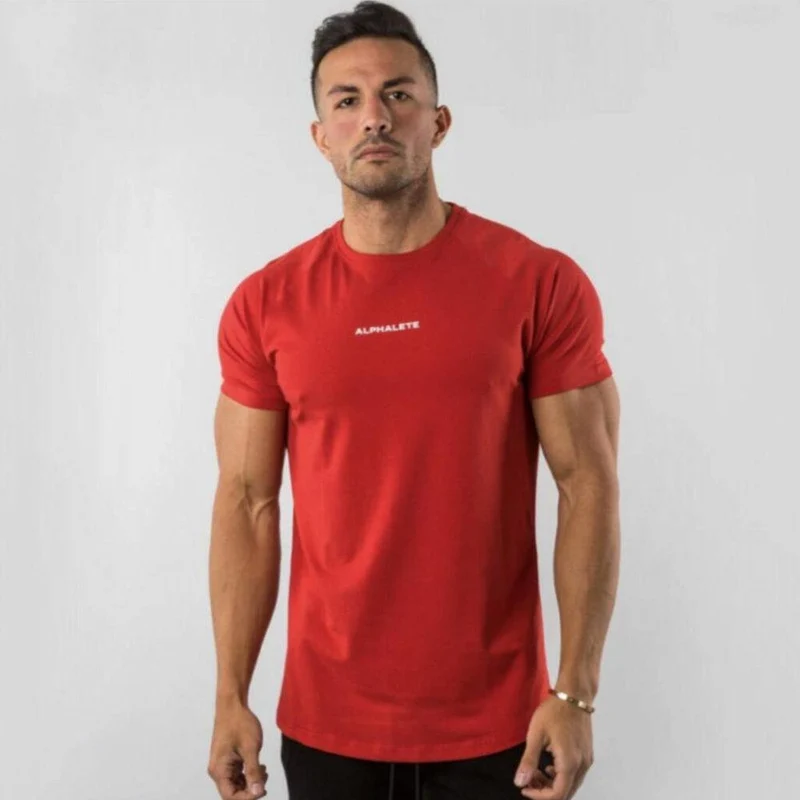 Kurzarm Skinny T-Shirt Herren Sommer Casual Cotton Tees T-Shirt Tops Männer Fitnessstudio Fitness Bodybuilding Crossfit Workout Kleidung