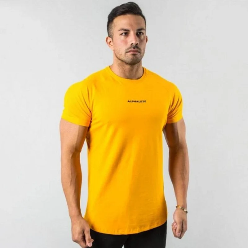 Kurzarm Skinny T-Shirt Herren Sommer Casual Cotton Tees T-Shirt Tops Männer Fitnessstudio Fitness Bodybuilding Crossfit Workout Kleidung