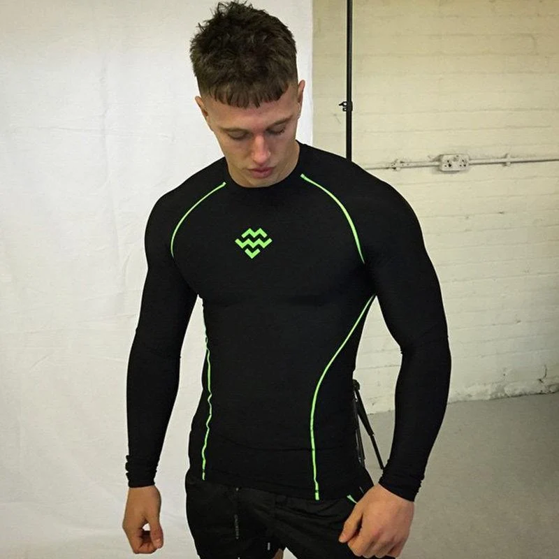 Herren Langarm Kompression T-Shirt Turnhallen Fitness Bodybuilding Skinny T-Shirt Neue männliche Jogger T-Shirts Tops Crossfit Kleidung