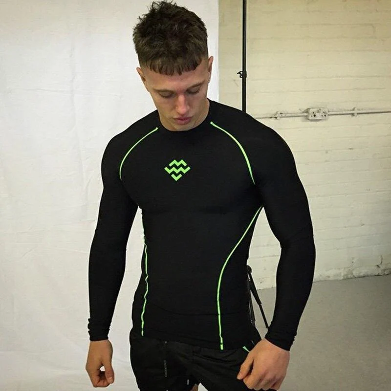 Herren Langarm Kompression T-Shirt Turnhallen Fitness Bodybuilding Skinny T-Shirt Neue männliche Jogger T-Shirts Tops Crossfit Kleidung