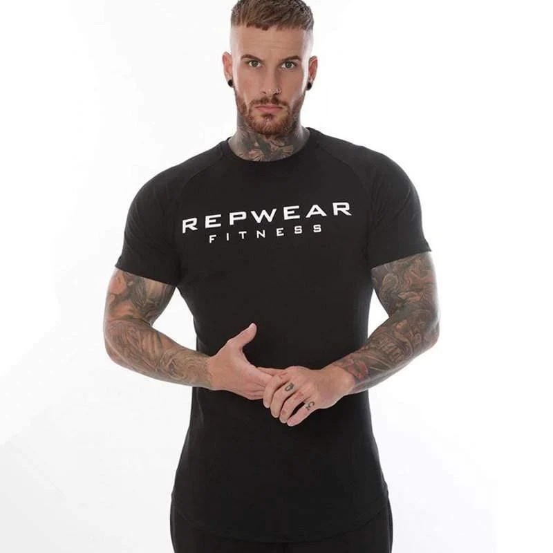 Männer Kurzarm Baumwolle T-Shirt Turnhallen Fitness Bodybuilding T-Shirt Männlich Sommer New Casual Fashion Slim Tees Tops Markenkleidung