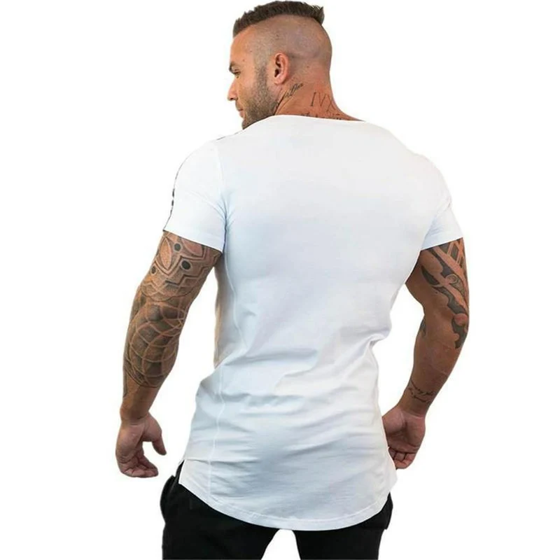 Lässige Baumwolle T-Shirt Männer Turnhallen Fitness Slim T-Shirt Sommer Kurzarm O-Ausschnitt Weiß Tee Tops Männlich Jogger Workout Brand Kleidung