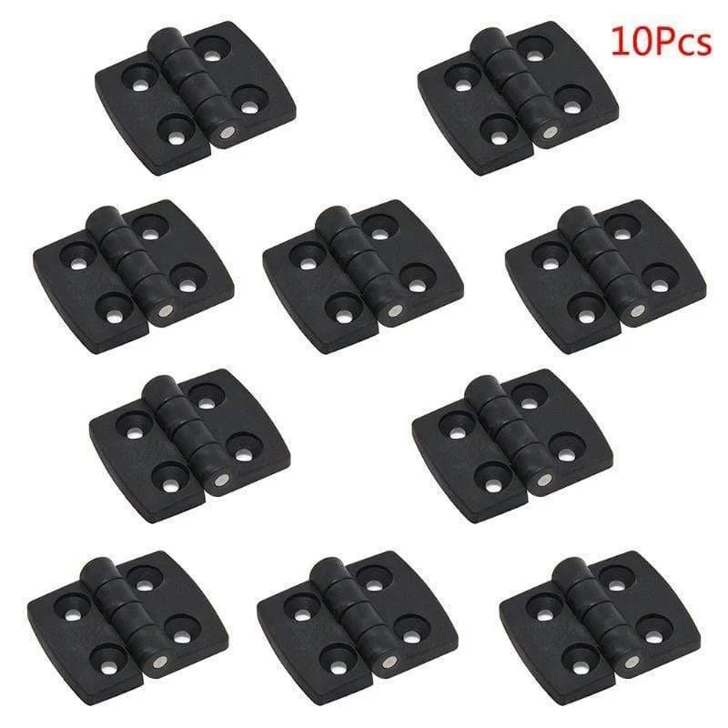 10 Stück schwarze Kunststoff-Türlager-Scharniere für Schrank, Schublade, Schmuckschatulle