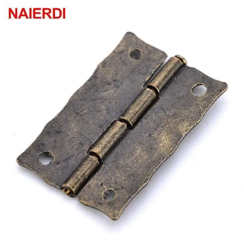 10PCS Antike Bronze Scharniere Schranktür Schublade Dekorative Mini Scharnier Für Schmuck Lagerung Holzkiste Möbel Hardware