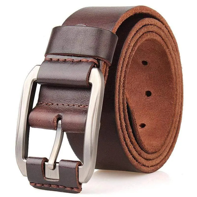 Designer-Gürtel für Herren, luxuriös, 100 % echtes, vollnarbiges, dickes Rindsleder, echtes Leder, Vintage-Stil, 3.8 cm, sportlich, maskulin, große Größe, weicher Gürtel 140