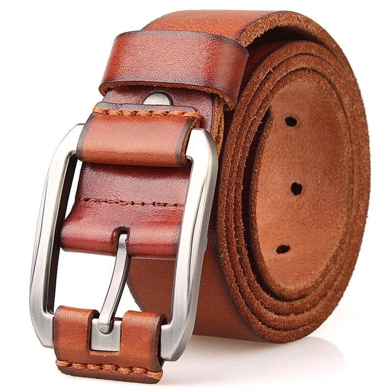 Designer-Gürtel für Herren, luxuriös, 100 % echtes, vollnarbiges, dickes Rindsleder, echtes Leder, Vintage-Stil, 3.8 cm, sportlich, maskulin, große Größe, weicher Gürtel 140