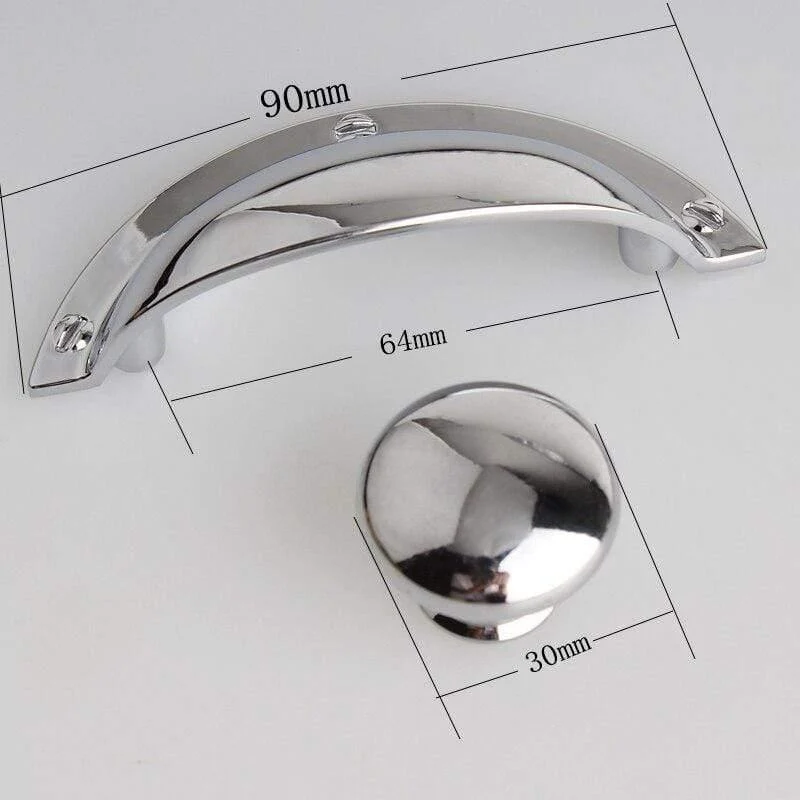 64mm Modern Simple Shiny Silver Cup Shell Schubladenschrank zieht Knöpfe 2.5 "Bright Chrome Dresser Schrank Griffknopf