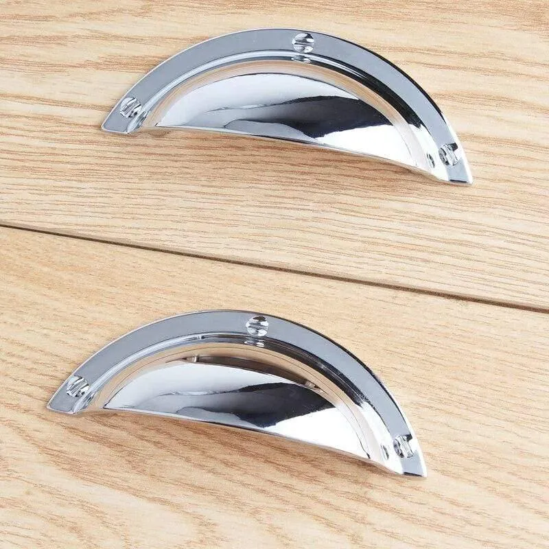 64mm Modern Simple Shiny Silver Cup Shell Schubladenschrank zieht Knöpfe 2.5 "Bright Chrome Dresser Schrank Griffknopf