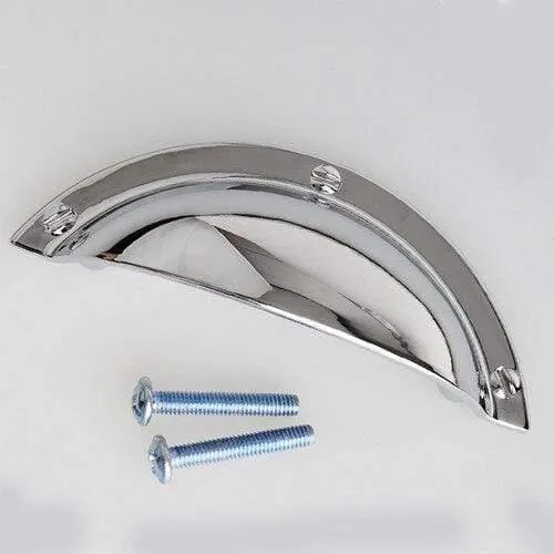64mm Modern Simple Shiny Silver Cup Shell Schubladenschrank zieht Knöpfe 2.5 "Bright Chrome Dresser Schrank Griffknopf