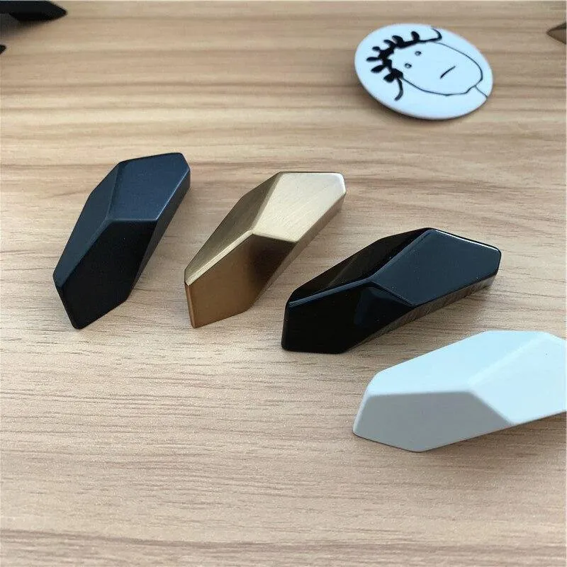 Design Matt Piano Black Massive Zinklegierung Lochabstand 32 mm 192 mm Geometrisches Design Moderner Stil Schrankgriff Türgriff
