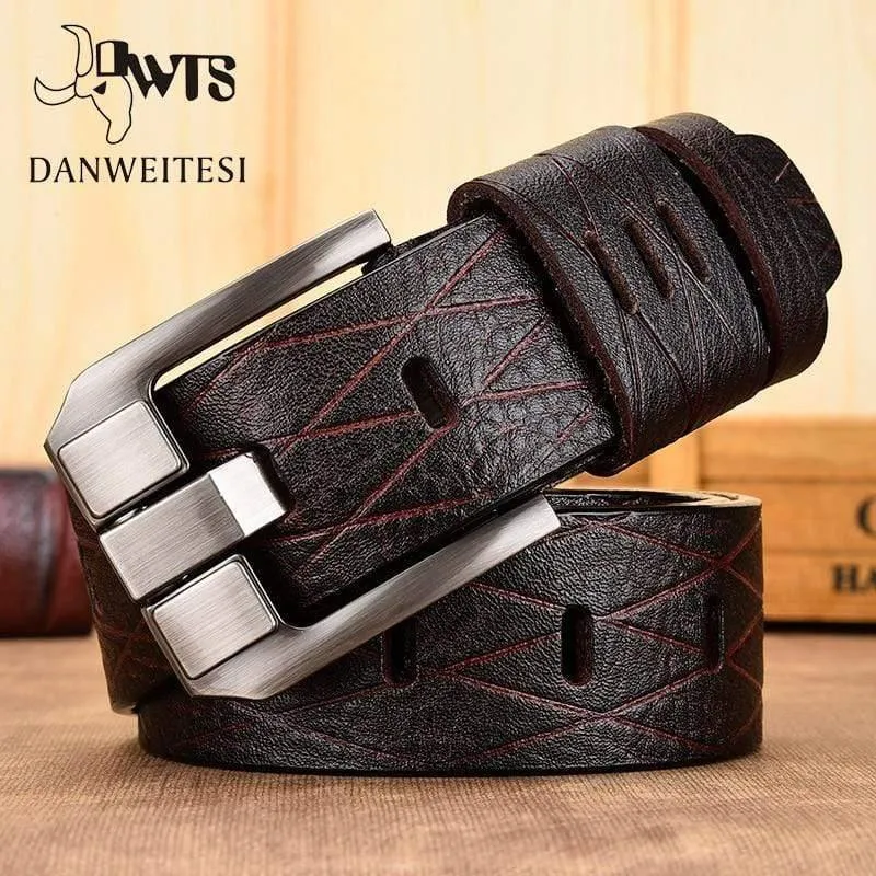 Gürtel Männlich Leder Gürtel Männer Echtes Lederband Luxus Anstecknadel Lässig Herren Gürtel Ancy Vintage Jeans Hohe Qualität