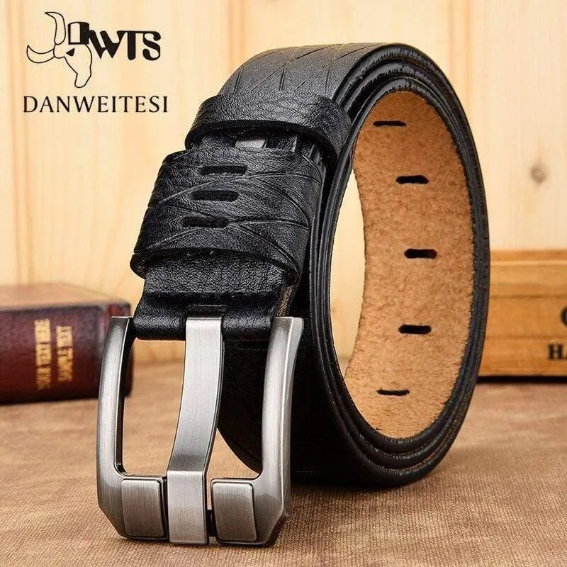 Gürtel Männlich Leder Gürtel Männer Echtes Lederband Luxus Anstecknadel Lässig Herren Gürtel Ancy Vintage Jeans Hohe Qualität
