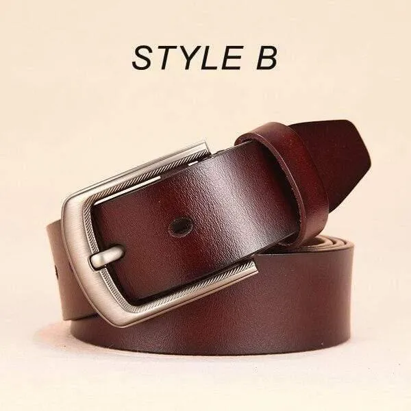 Gürtel Männlich Leder Gürtel Männer Echtes Lederband Luxus Anstecknadel Lässig Herren Gürtel Ancy Vintage Jeans Hohe Qualität
