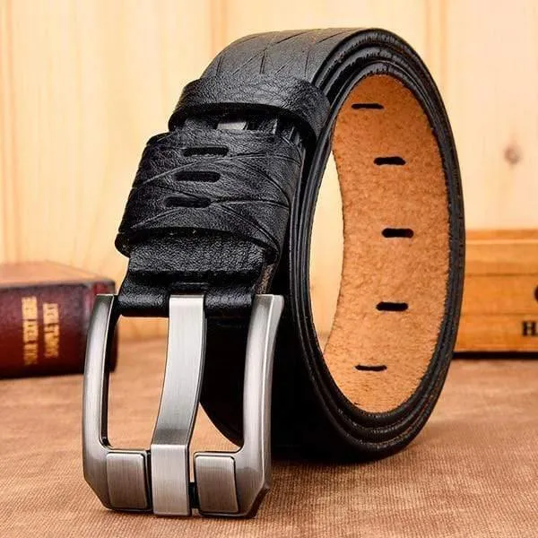 Gürtel Männlich Leder Gürtel Männer Echtes Lederband Luxus Anstecknadel Lässig Herren Gürtel Ancy Vintage Jeans Hohe Qualität
