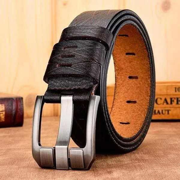 Gürtel Männlich Leder Gürtel Männer Echtes Lederband Luxus Anstecknadel Lässig Herren Gürtel Ancy Vintage Jeans Hohe Qualität