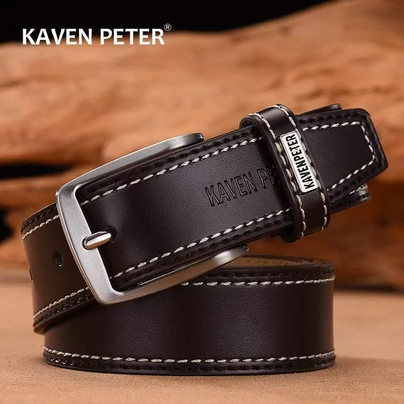 Herren Leder Hochwertige klassische Gürtel Legierung Dornschließe Herren Passende Jeans Business Rindsleder Gürtel Schwarze Farbe Dunkelbraune Farbe