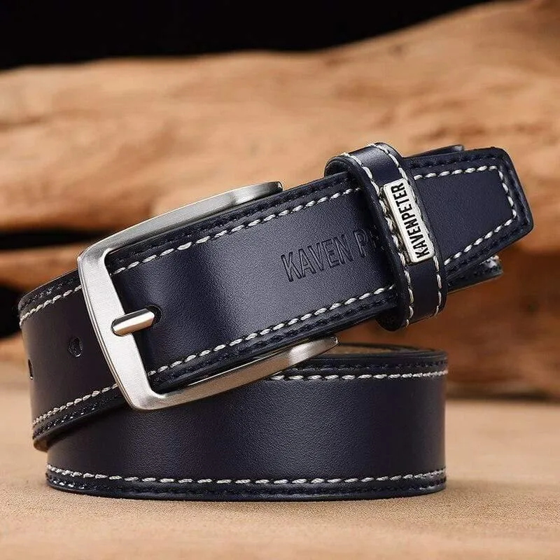 Herren Leder Hochwertige klassische Gürtel Legierung Dornschließe Herren Passende Jeans Business Rindsleder Gürtel Schwarze Farbe Dunkelbraune Farbe