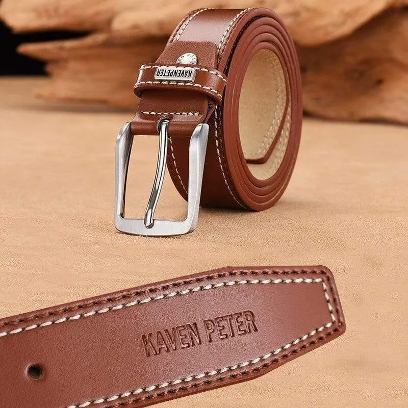 Herren Leder Hochwertige klassische Gürtel Legierung Dornschließe Herren Passende Jeans Business Rindsleder Gürtel Schwarze Farbe Dunkelbraune Farbe