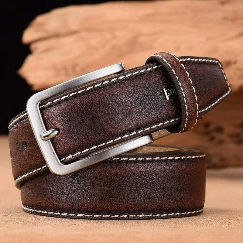 Herren Leder Hochwertige klassische Gürtel Legierung Dornschließe Herren Passende Jeans Business Rindsleder Gürtel Schwarze Farbe Dunkelbraune Farbe