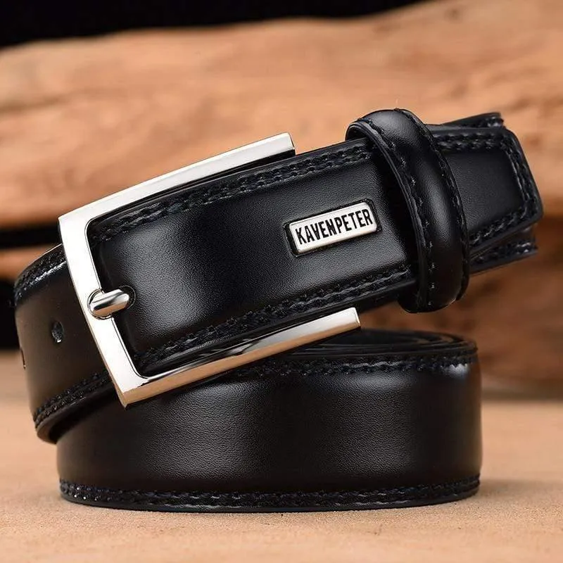 Herren Leder Hochwertige klassische Gürtel Legierung Dornschließe Herren Passende Jeans Business Rindsleder Gürtel Schwarze Farbe Dunkelbraune Farbe