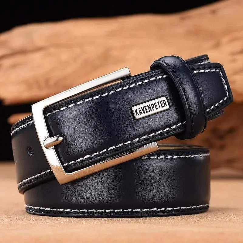 Herren Leder Hochwertige klassische Gürtel Legierung Dornschließe Herren Passende Jeans Business Rindsleder Gürtel Schwarze Farbe Dunkelbraune Farbe