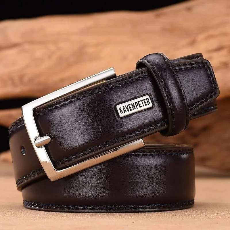 Herren Leder Hochwertige klassische Gürtel Legierung Dornschließe Herren Passende Jeans Business Rindsleder Gürtel Schwarze Farbe Dunkelbraune Farbe