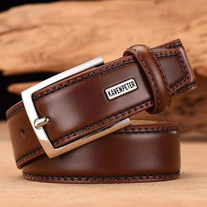 Herren Leder Hochwertige klassische Gürtel Legierung Dornschließe Herren Passende Jeans Business Rindsleder Gürtel Schwarze Farbe Dunkelbraune Farbe