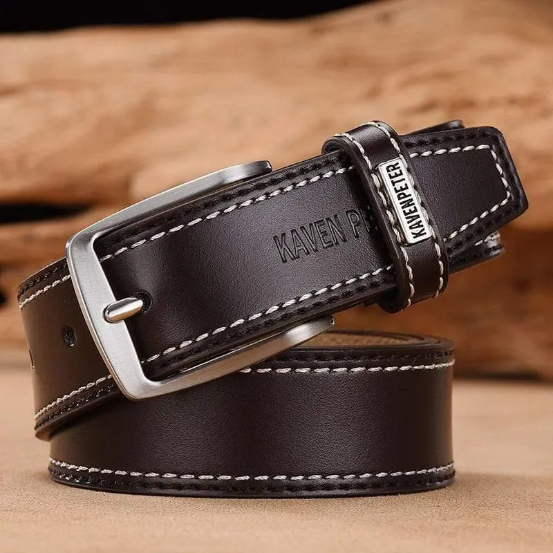 Herren Leder Hochwertige klassische Gürtel Legierung Dornschließe Herren Passende Jeans Business Rindsleder Gürtel Schwarze Farbe Dunkelbraune Farbe