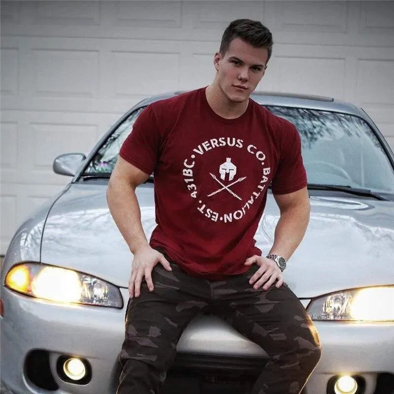 Männer Kurzarm T-Shirt Turnhallen Fitness Bodybuilding Baumwolle Tops Männlich Casual Fashion Print Schlankes T-Shirt Sommer Jogger Workout Kleidung