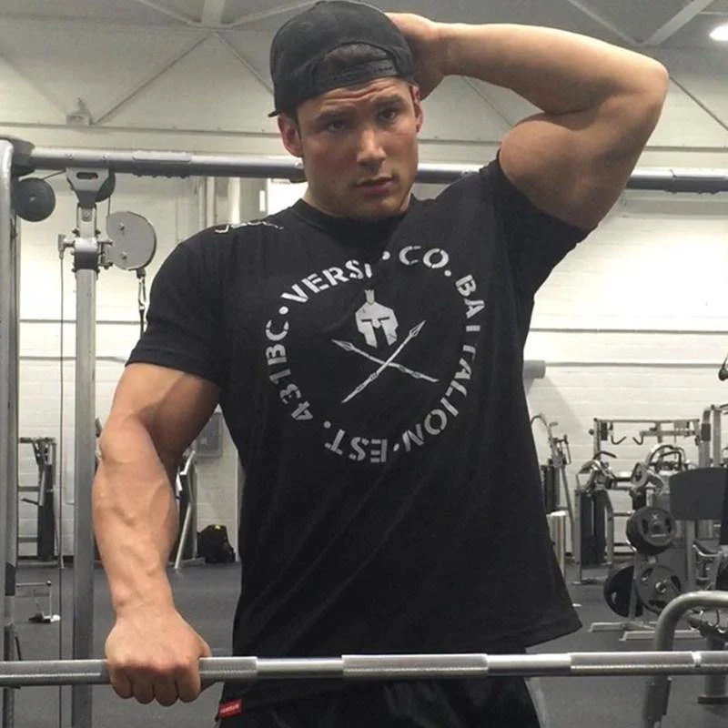 Männer Kurzarm T-Shirt Turnhallen Fitness Bodybuilding Baumwolle Tops Männlich Casual Fashion Print Schlankes T-Shirt Sommer Jogger Workout Kleidung