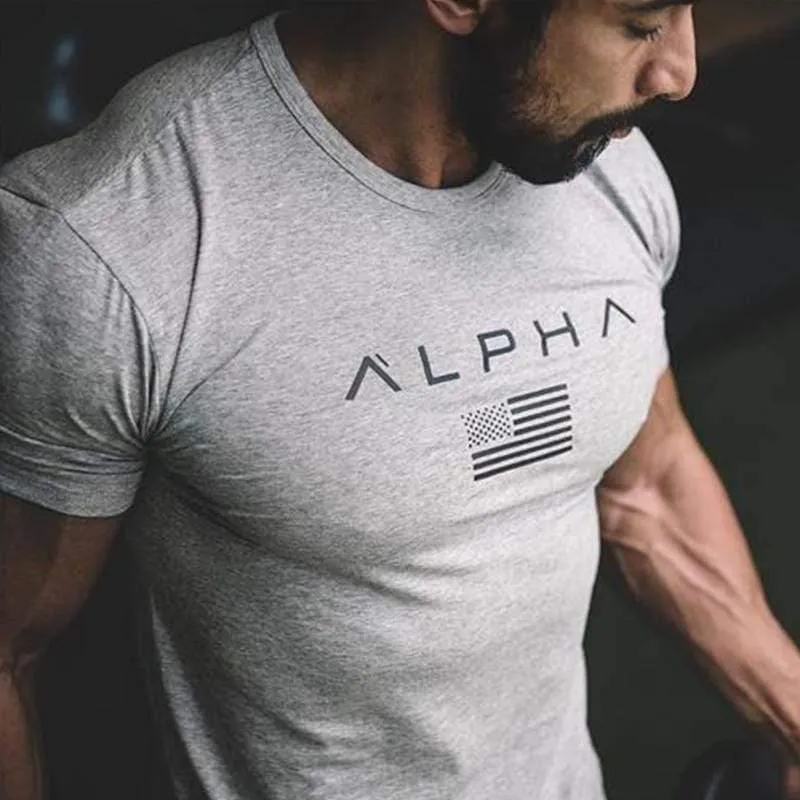Männer Baumwolle Marke T-shirt Casual Mode Gedruckt Schwarz t-shirt Fitnessstudios Fitness Bodybuilding Workout Tees Tops Männlich Sommer Kleidung